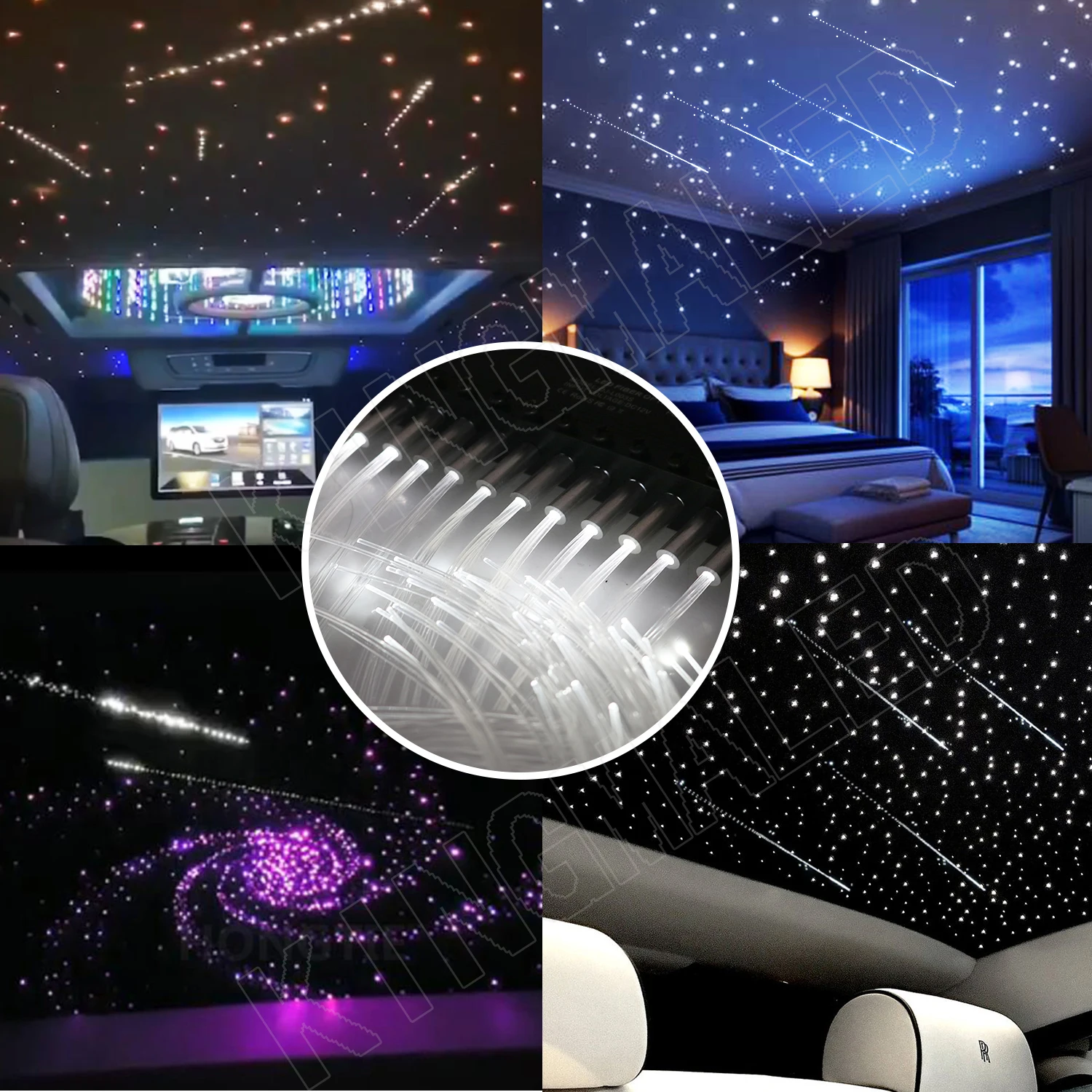 16W Twinkle Meteor Fiber Optic Star Ceiling With APP Shooting Star Optical Fiber Light Kit For Home Car Roof  Starry sky Ceiling