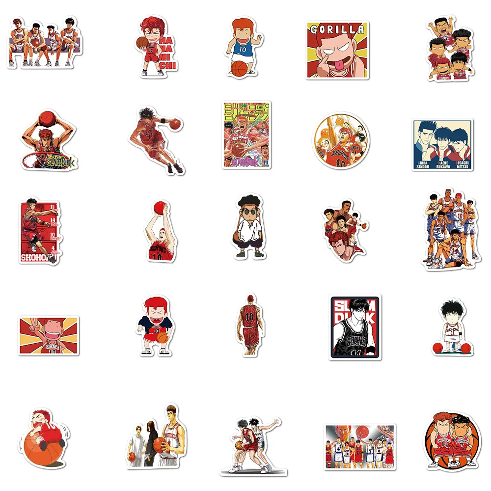 10/30/50Pcs Japan Slam Dunk Anime Stickers Classic Japanese Cartoon Waterproof PVC Laptop Bicycle Luggage Phone Stickers Decal