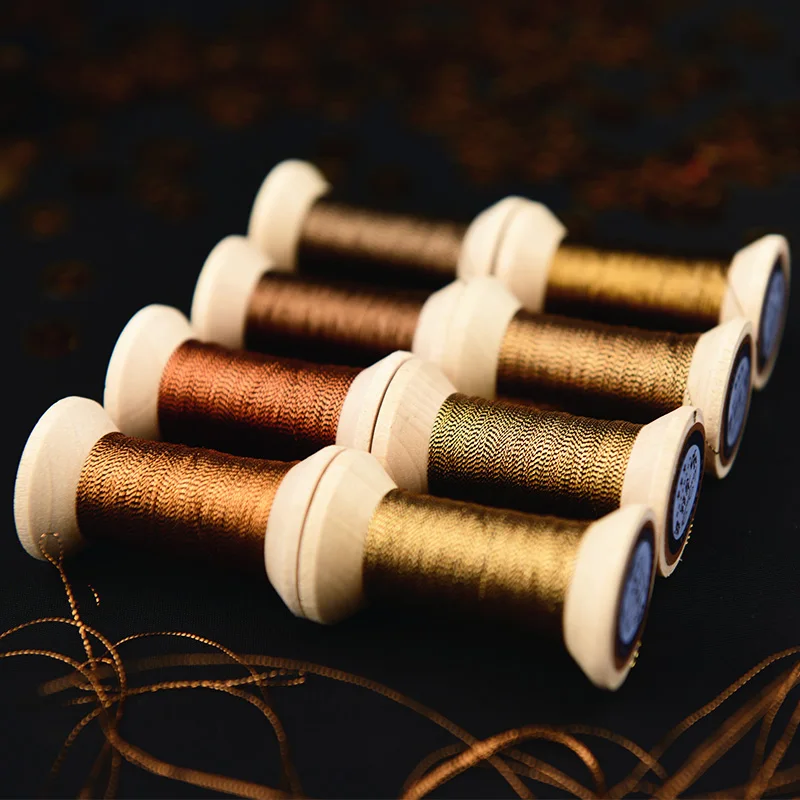 Dark gold series of Gold thread/French embroidery thread/embroidery spool/colorful gold embroidery thread /50 meters/roll