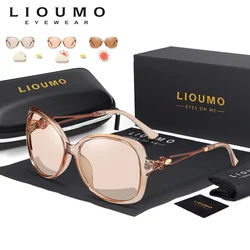 LIOUMO Fashion ponadgabarytowe okulary przeciwsłoneczne damskie 2020 kameleon okulary przeciwsłoneczne damskie spolaryzowane okulary fotochromowe UV400 zonnebril dames