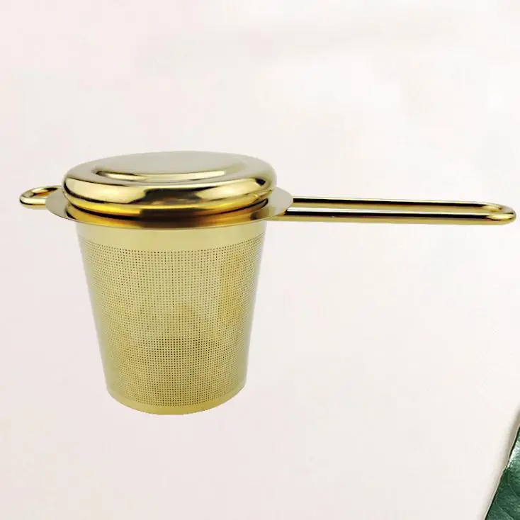 Stainless Steel Gold Tea Strainer Folding Foldable Tea Infuser Basket for Teapot Cup Teaware Wholesale SN3338