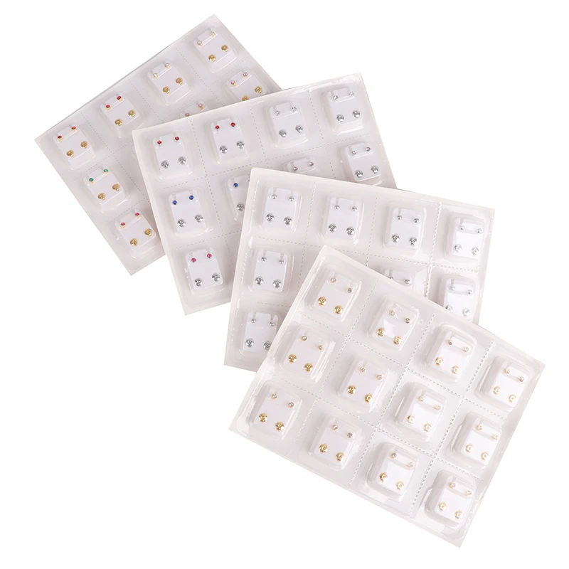 24pcs=12Pairs Surgical Steel Ear Studs Earrings Set Medical Earrings Piercing Tool Kits Women Jewelry Piercing Stud Earring