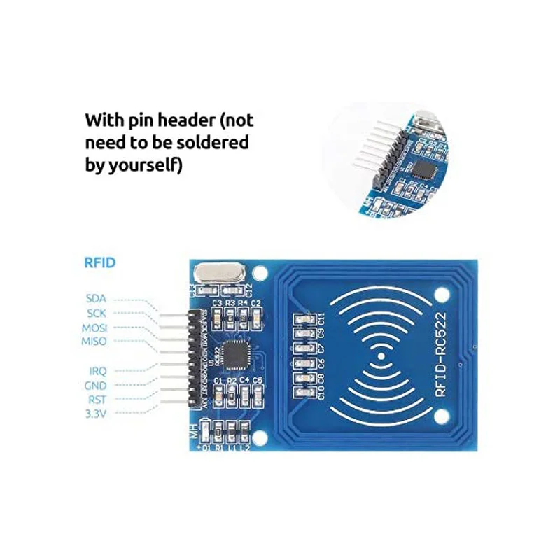 3pcs RFID Kit Mifare RC522 RFID Reader Module with S50 White Card and Key Ring for Arduino Raspberry Pi