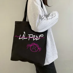 Hip Hop Lil Peep Shopping Borsa di tela Tote grafica Harajuku Shopper Bag Borsa a tracolla da donna Borsa ecologica Ulzzang femminile Harajuku Y2k