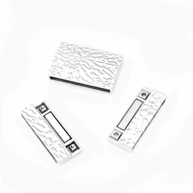 2Sets Matte Gold/Silver Color Hammered Flat Magnetic Clasps fit Flat Leather Multi Strands Bracelet Necklace Jewelery Findings