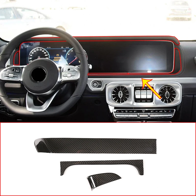 

100% Real Carbon Fiber Car Dashboard Display Screen Frame Decoration Cover For Mercedes-Benz G-Class G63 G350 G500 2019-2020