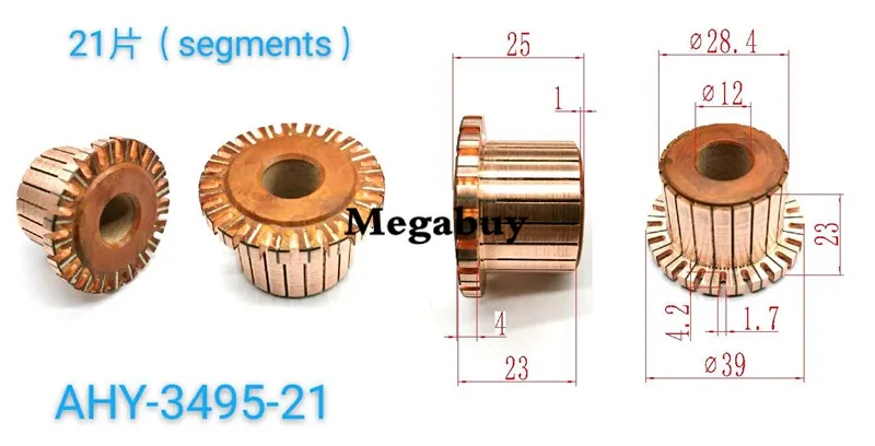 

12x28.4x25mm 21p Copper Bars Alternator Electric Motor Commutator Copper Commutator Armature Commutator 3495