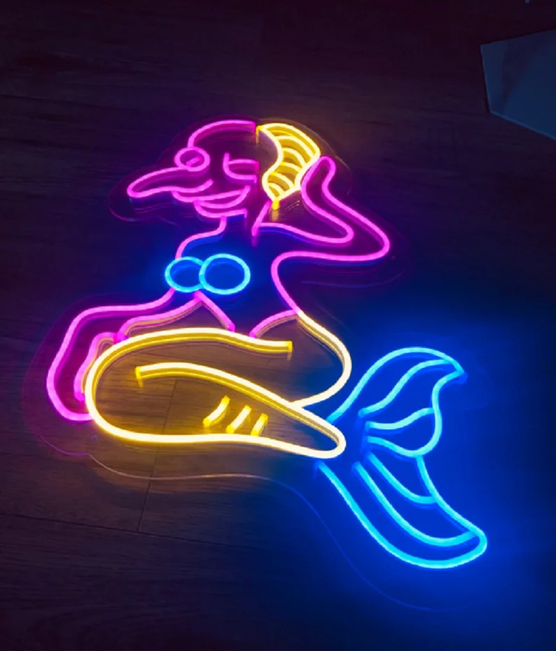 Custom Mr Burns Casino Mermaid Anime Led Neon Sign Light Indoor Outdoor Wall Hanging  for Gift Birthday Home Bedroom Party Decor