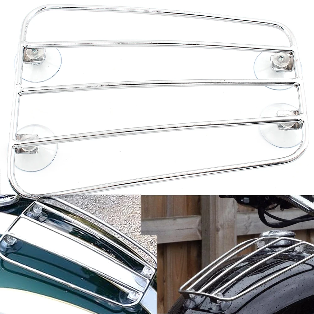 

Chrome Black Motorcycle Fuel Tank Luggage Rack With Strong Suction Cups Bracket Holder For Harley Yamaha Kawasaki Universal