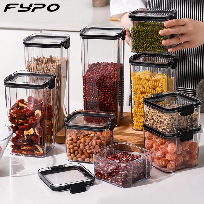 Airtight Food Storage Containers with Lids Plastic Dry Food Canisters for Cereal Flour Sugar Kitchen Pantry Organization Storage