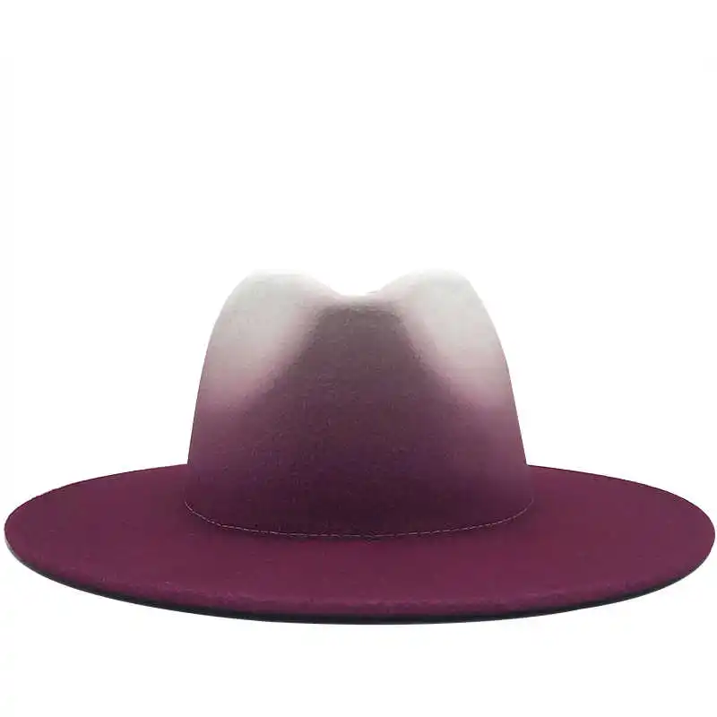 

Men Wool Women Vintage Trilby Felt Fedora Hat With Wide Brim Gentleman Elegant Gradient rose For Lady Winter Autumn Jazz Caps