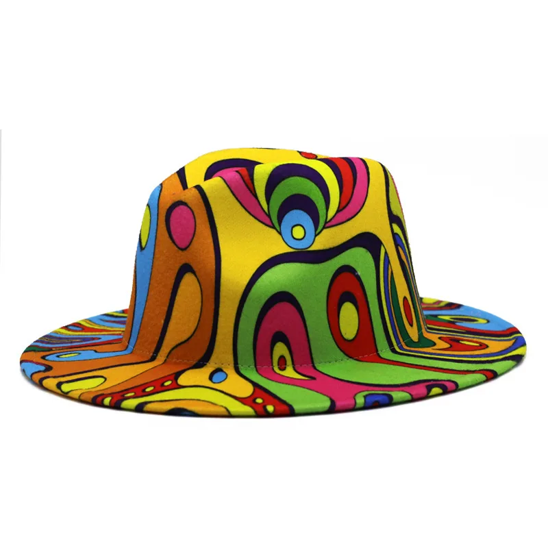 Fedora hat retail autumn and winter hot style graffiti monochrome hat unisex hand-painted felt шляпа женс