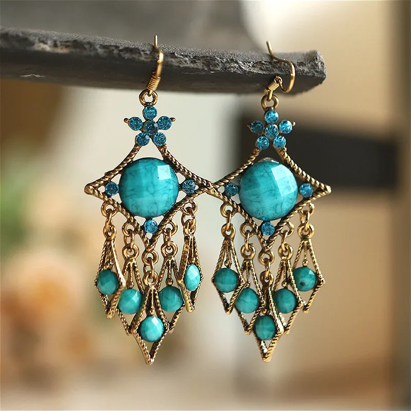 

Creative exaggeration water drop Indian jewelry earrings women fashion retro Bohemian Earrings wholesale