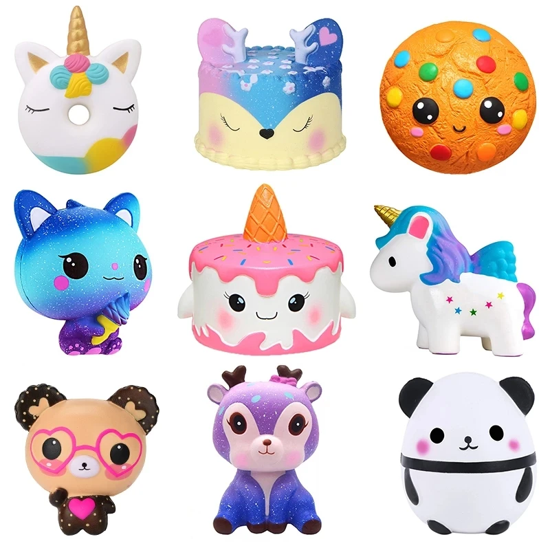 Jumbo Squishy Kawaii Einhorn Pferd Kuchen Hirsch Tier Panda Squishies Langsam steigendes Stressabbau-Squeeze-Spielzeug für Kinder