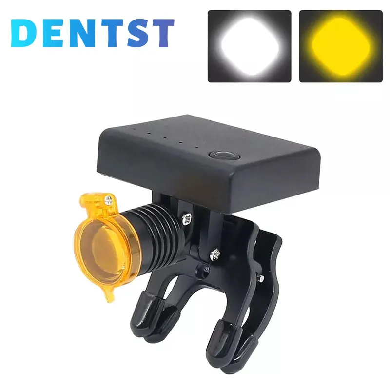 Dentists 3W LED Headlight with Eyeglass Clip Dental Binocular Magnifier Adjustable Brightness Head Lamp+ Filter Dentistry Tool