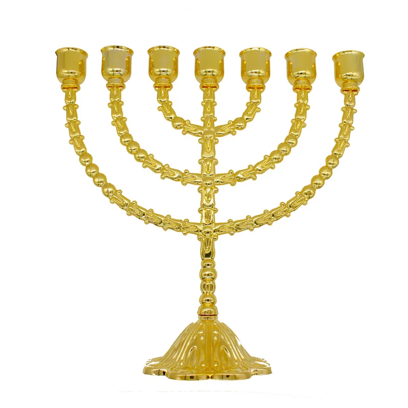 

Crystal candle holder Big Menorah Candelabra Brass Gold holders 7 Branched Religious