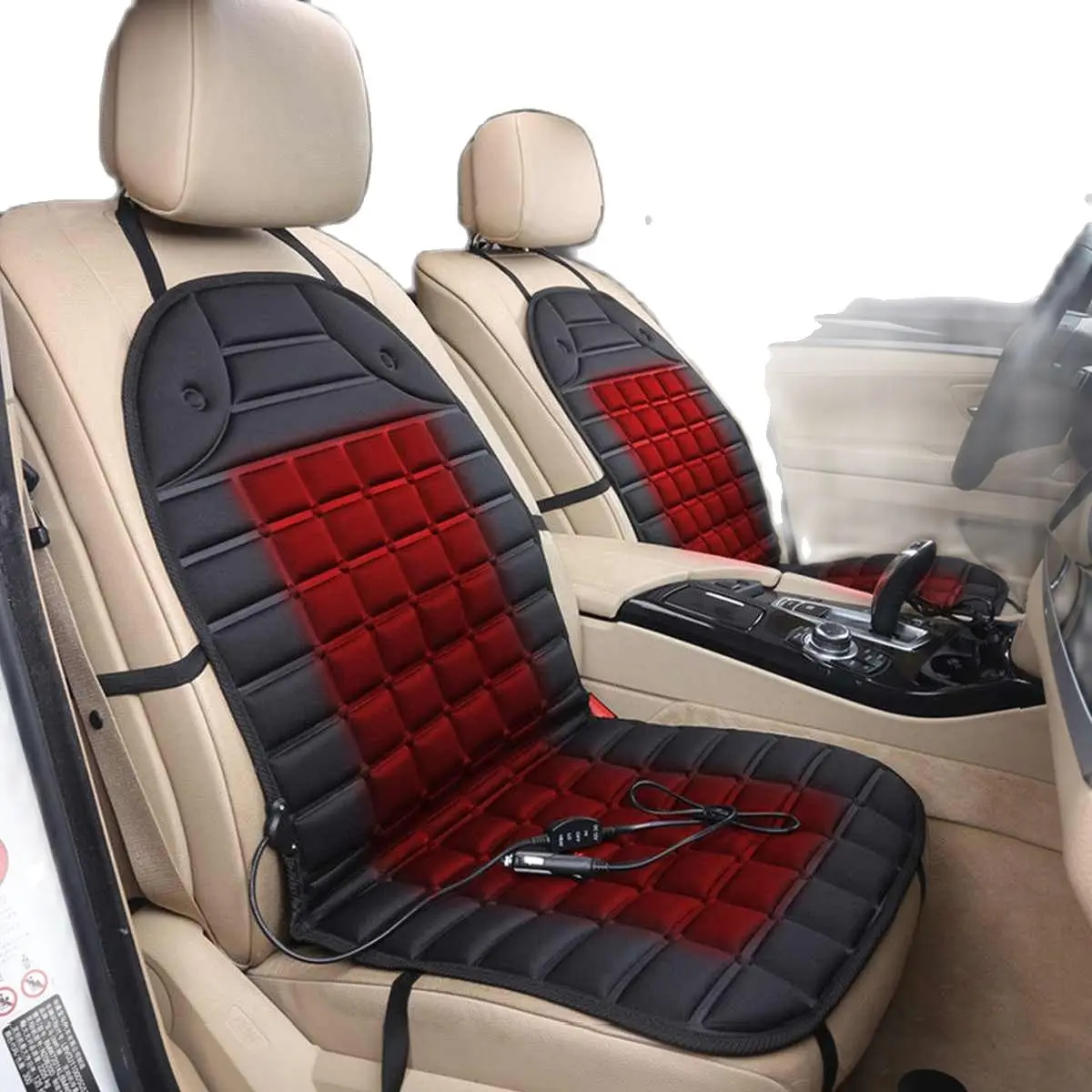 Cojín de asiento de coche con calefacción Universal, 12V, alfombrilla de asiento de Calefacción Automática, cojines eléctricos, almohadilla de