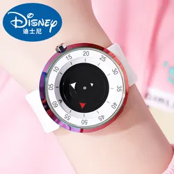 Disney Official Men Women Fashion Casual Unisex Quartz Wristwatch New Concept No Hands Unique Dial Silicone Strap Boy Girl Clock