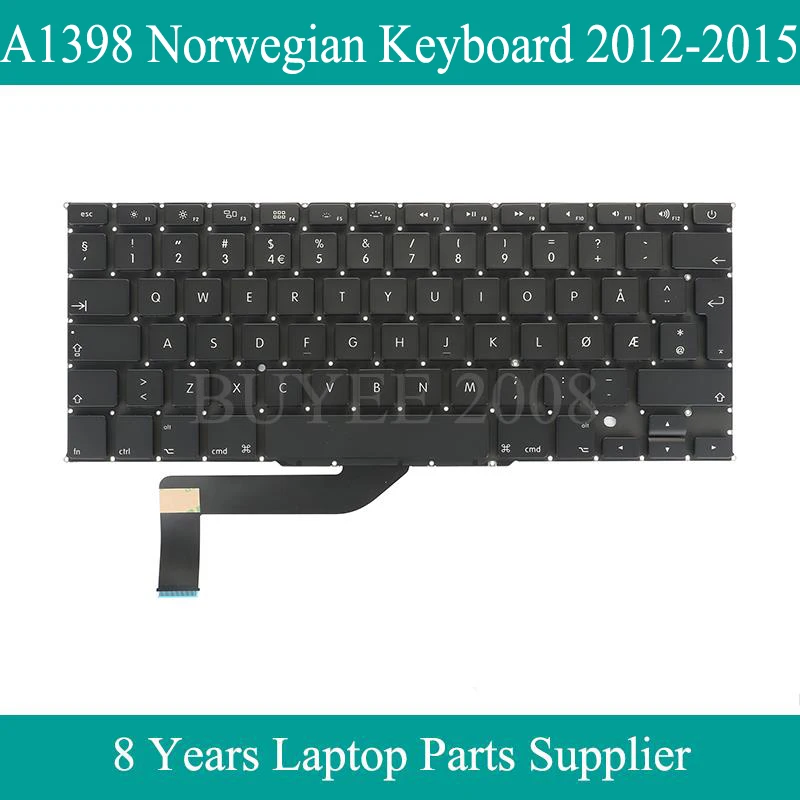 

Laptop 15.4" A1398 Keyboard 2012-2015 For Macbook Pro 15 Inch A1398 Norwegian Keyboard Backlight Backlit Replacement