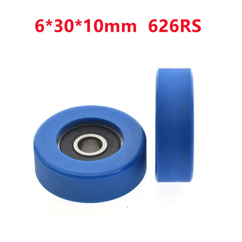 

10pcs/50pcs 6*30*10mm Polyurethane PU 626 626RS Low Noise Roller Bearing Friction Pulley 6x30x10mm