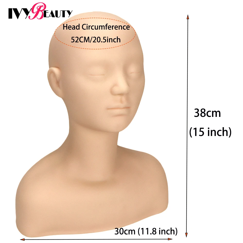 Soft Silicone Massage Training Mannequin Head With Shoulder Professional Cosmetology Make Up Practice Doll Head For Hairdressers