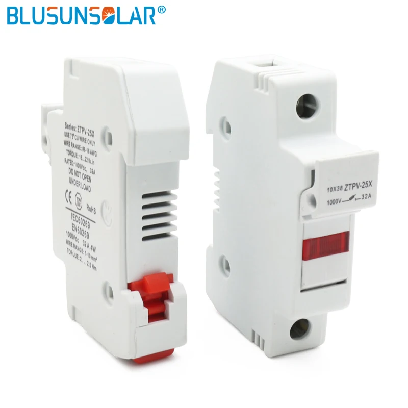 Fress Verschiffen Kosten 1 Set PV Solar Sicherung 1A-32A 1000V DC Schmelzsicherungen 10x38 gPV, mit LED Sicherung Halter Für PV System Schutz