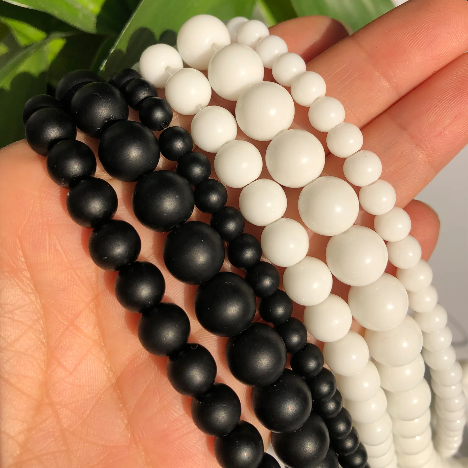 4 6 8 10 12mm  Black Agates Natural Stone Beads For Jewelry Making Round Onyx Loose Beads Diy Bracelet Necklace Accessory