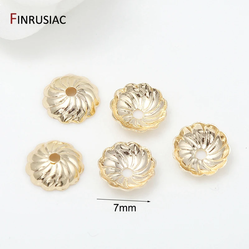 14k gold plated brass metal 7 Types small thin flower beads cap for diy jewelry making bead caps accessories