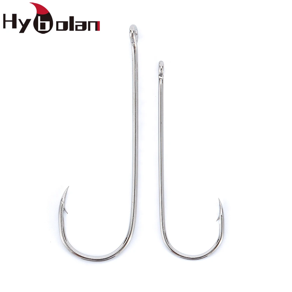 HYBOLAN 30pcs Fishing Hook Long Shank High Carbon Steel Sharp Barbed Fish Single Hooks Saltwater Fresh Water Carp Accessories