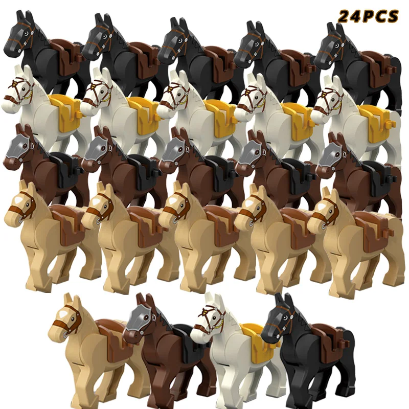 24 pcs/ Medieval Knight Horse Military Horse Set Ride Set Character Brick Gift Children\'s Toys