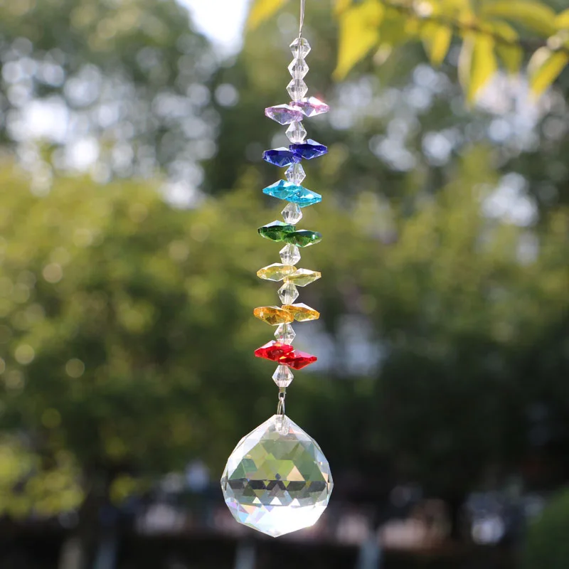 1PCS Chakra Crystal Glass Suncatcher Rainbow Octogon Hanging Prism Pendant Home Wedding Decoration