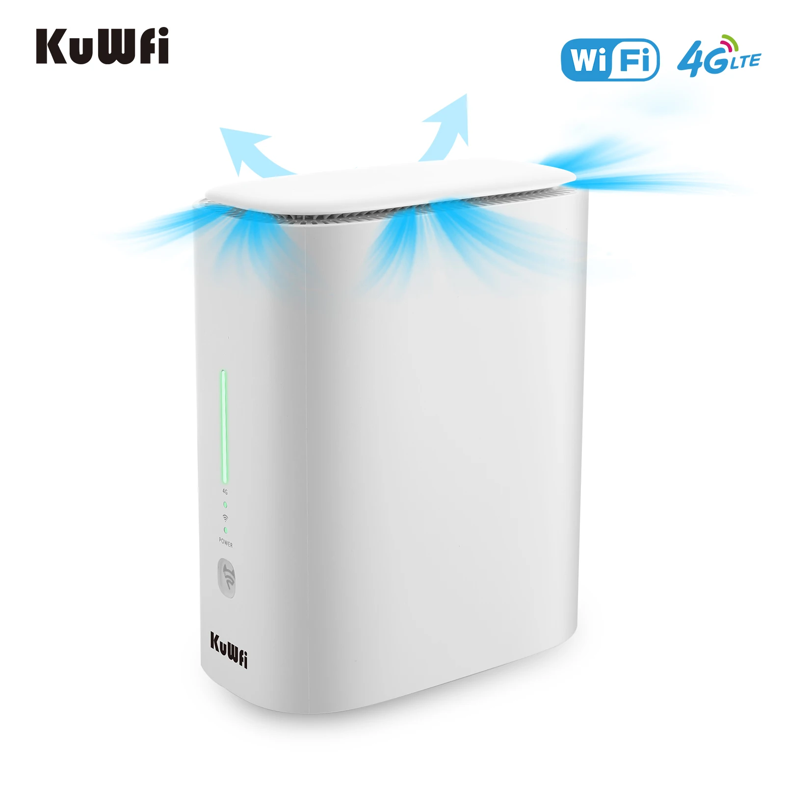 KuWFi Router Wifi 4G 300mbps CAT4, Router LTE nirkabel dengan Slot kartu Sim Hotspot hingga 32 pengguna