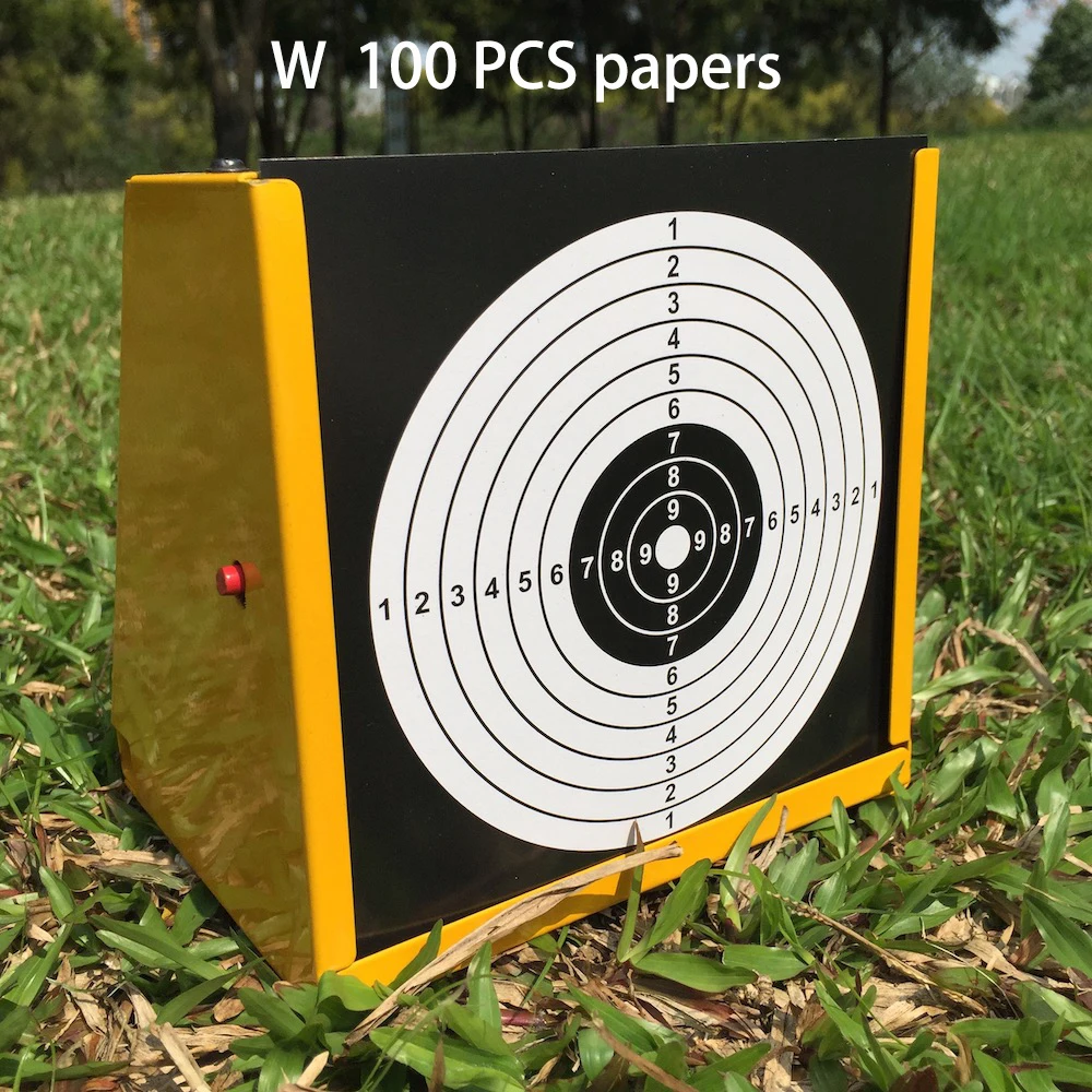 14CM Tactical Shooting Targets Metal Target Box Plate With 100 pcs Aim Paper Stickers For Pellet Gun, BBs and Airsoft Trap