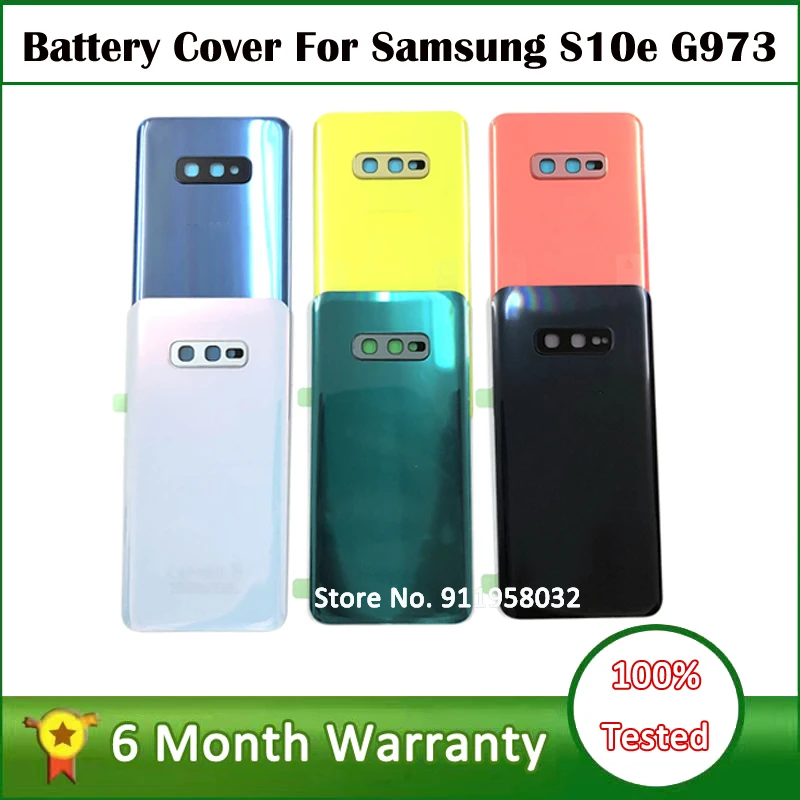 New For Samsung Galaxy S10E S10e G973 G973F Back Battery Cover Rear Door Housing Case Glass Panel + Camera Lens Cover Parts