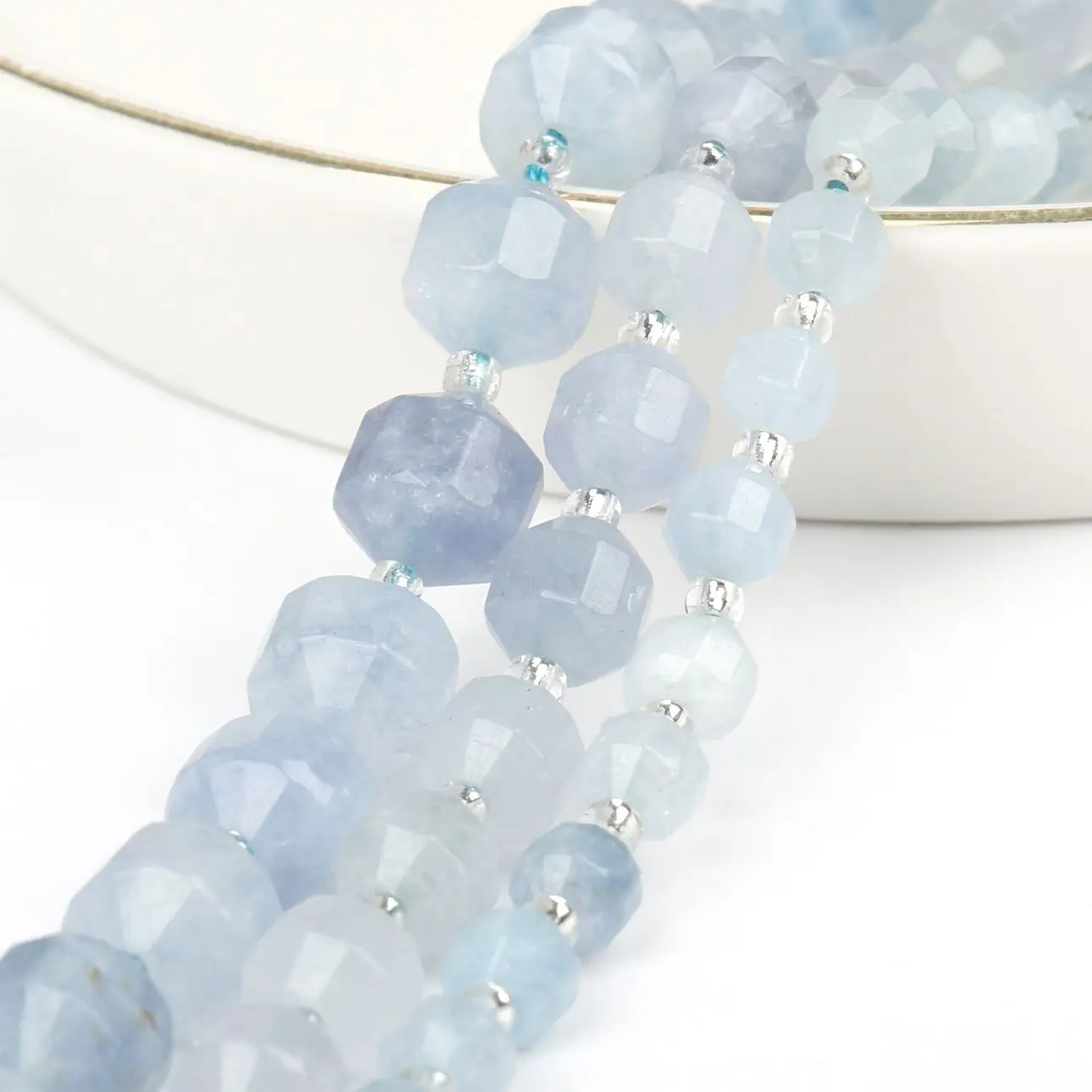 Olive Shape Clear Aquamarines Stone Beads Natural Faceted Loose Spacer Beads For DIY Jewelry Making Bracelet Accessories 6-10mm