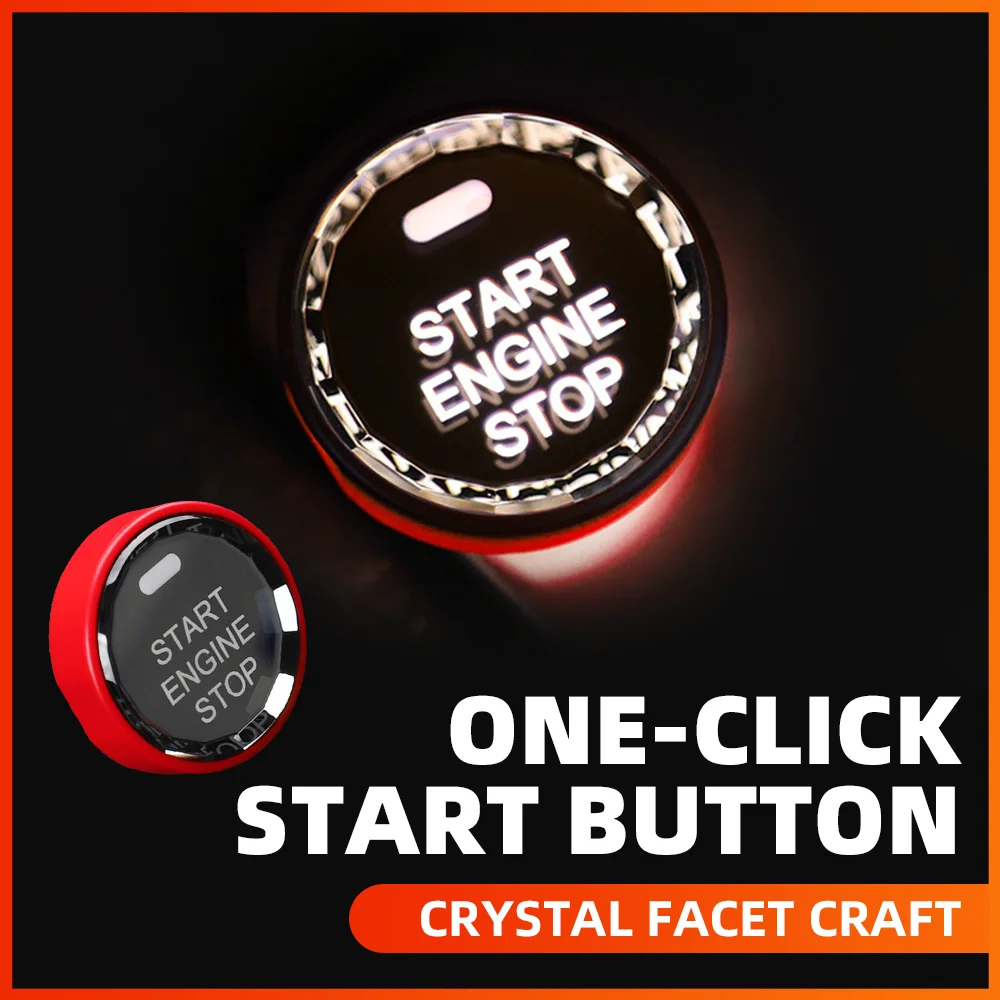 Crystal START Stop Engine Button Replace Cover Key Decor Trim Cap Switch Kit for Toyota TRD C-HR RAV4 Camry Corolla Crown 4WD