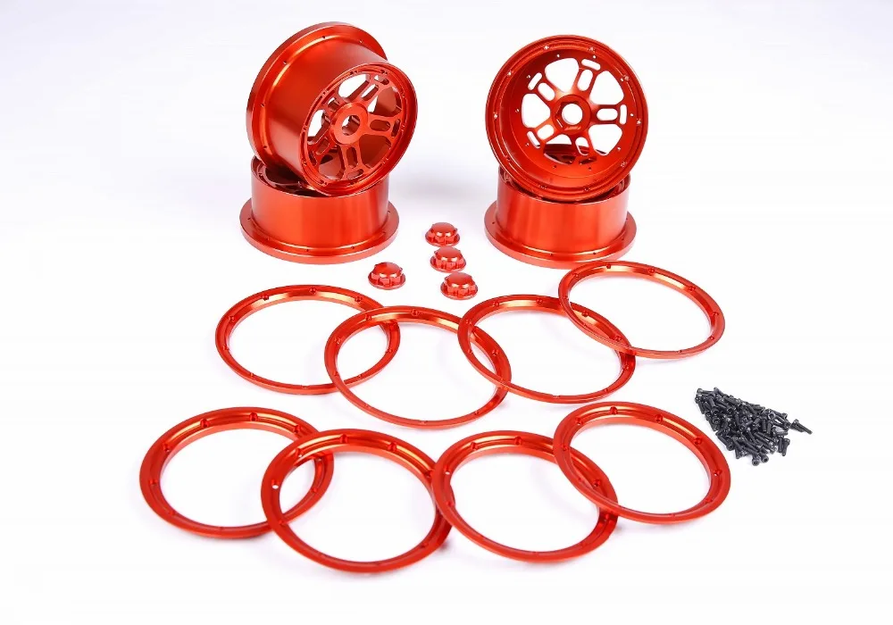 

CNC Alloy wheel hub and ring rim and wheel nut set for 1/5 scale Losi 5ive-T Rovan LT KM X2 rc car parts