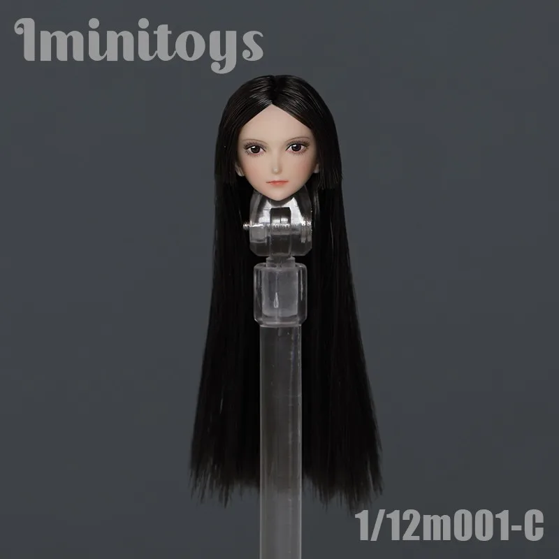 1/12 Scale Girl Head Sculpt Iminitoys M001 Female Soldier Head Cavring Model Toy for 6in Pale Action Figure Body Doll Toys