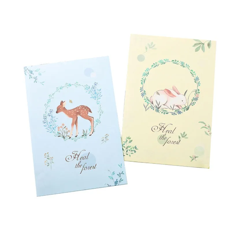 2Set envelope Cure forest A4 big letter Cat deer cartoon fox Penguin 1set(3envelopes+6letters)