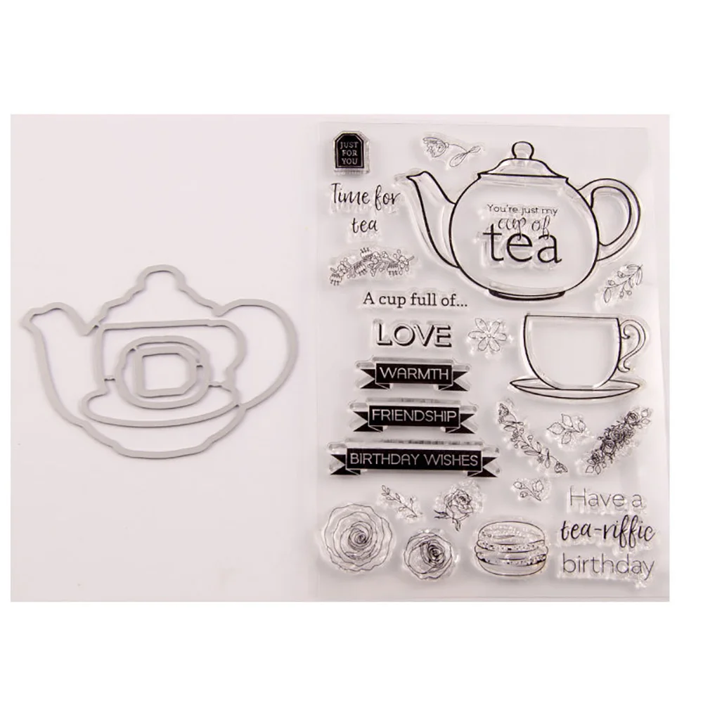 Tag/Tea/Coffee Metal Cutting Dies Friendship letter Clear stamps&die set for Scrapbooking Album Paper Card Embossing craft dies