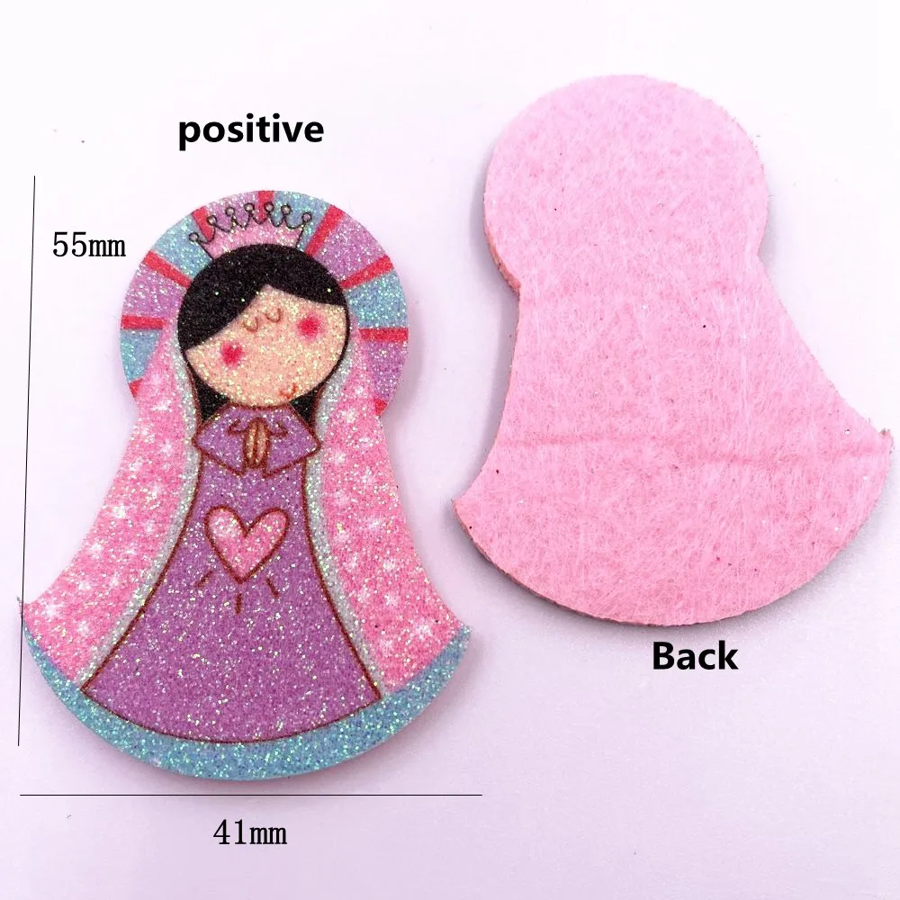 New Glitter Composite Gold Powder Cloth Rainbow Girl Patches Wedding Appliques Making Hairpin BOW DIY Craft XE59