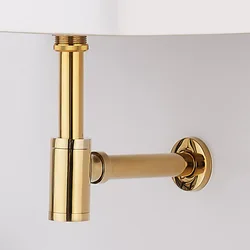 Gold Tube Pop Up Drain Bottle Trap Brass Round Siphon Deodorant Type Basin WaterDrain Pipe Drainage Bathroom Sink Plumbing