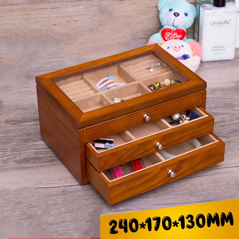 Neue Holz Schmuck Boxen Mode Frauen Schmuck Organizer Box Ohrring Fall Lagerung Ring Display Fall