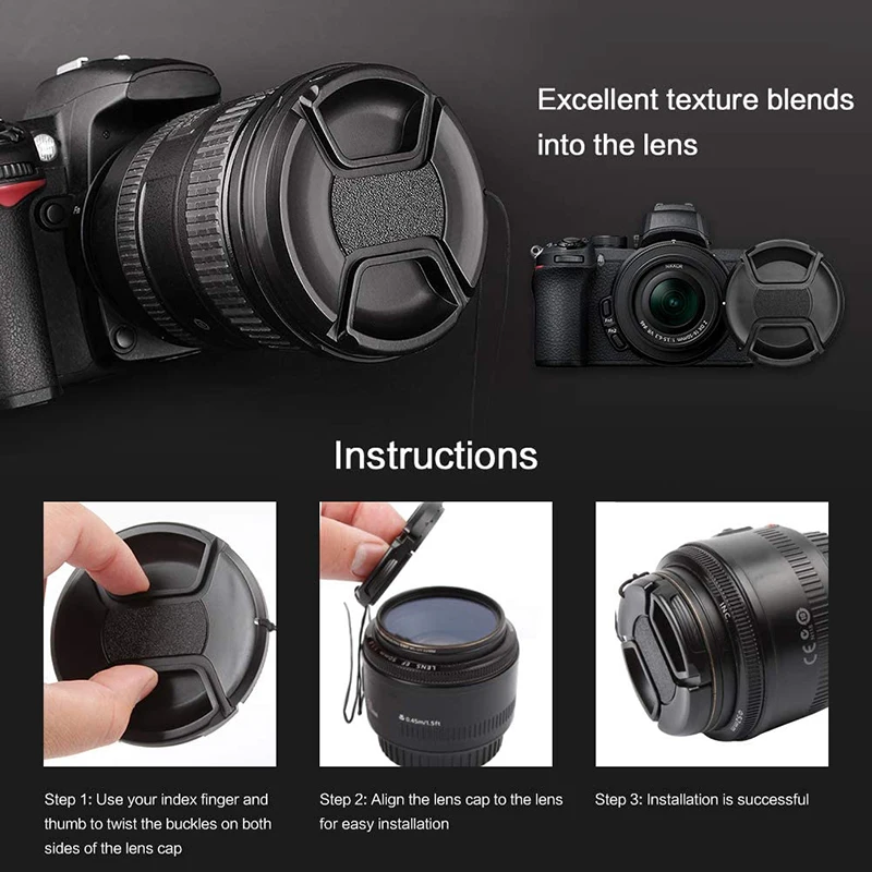 49mm 52mm 55mm 58mm 62mm 67mm 72mm Camera Lens Cap Holder Cover Camera Len Cover for Ca-non Ni-kon S0ny Pentaxist Olypums Fuji
