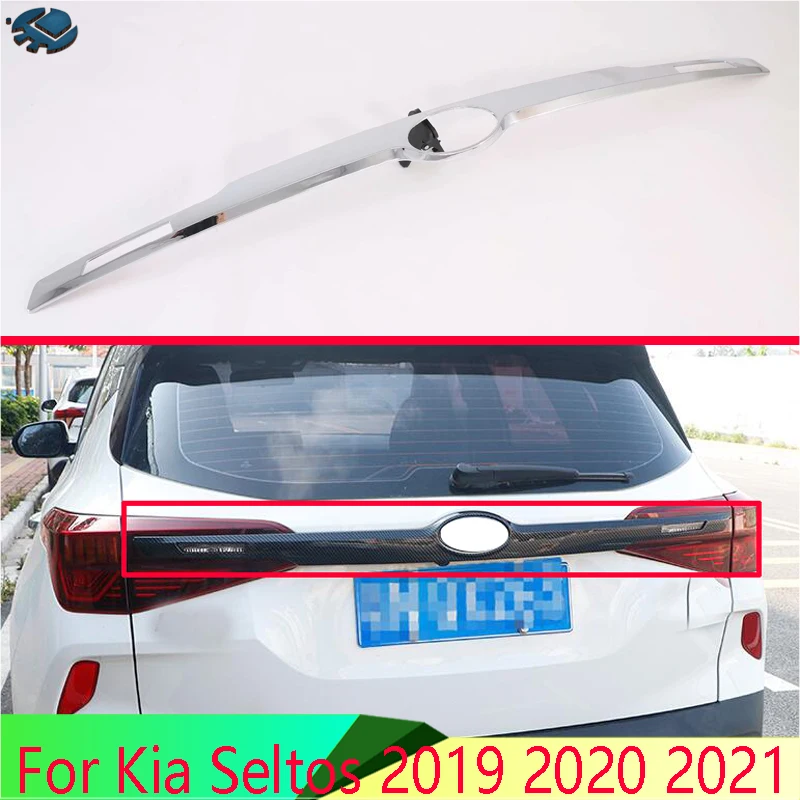 For Kia Seltos 2019 2020 2021 Car Accessories ABS Chrome Rear Boot Door Trunk Lid Cover Trim Tailgate Garnish