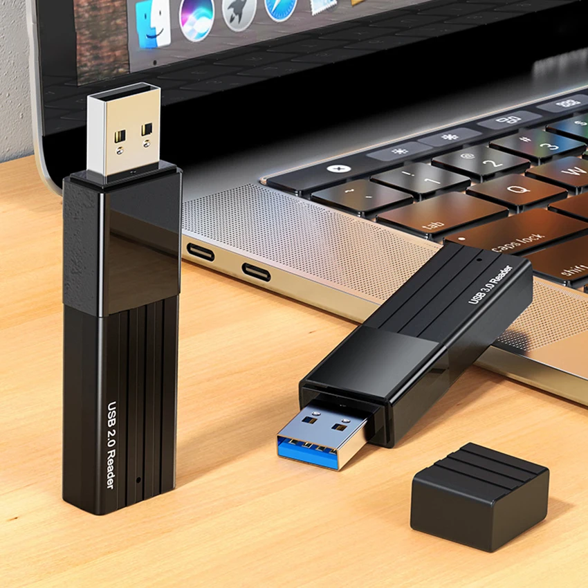 Lecteur de cartes USB 2.0 2 en 1 pour carte SD/TF, mémoire multi-cartes, adaptateur, clé USB, accessoires pour ordinateur portable