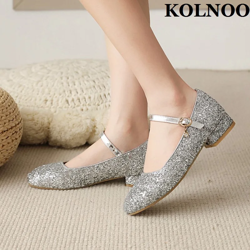 Kolnoo New Handmade Ladies Summer Daily Pumps Mary Janes Large Size US5-15 School Students Fashion Evening Club Prom Court Shoes