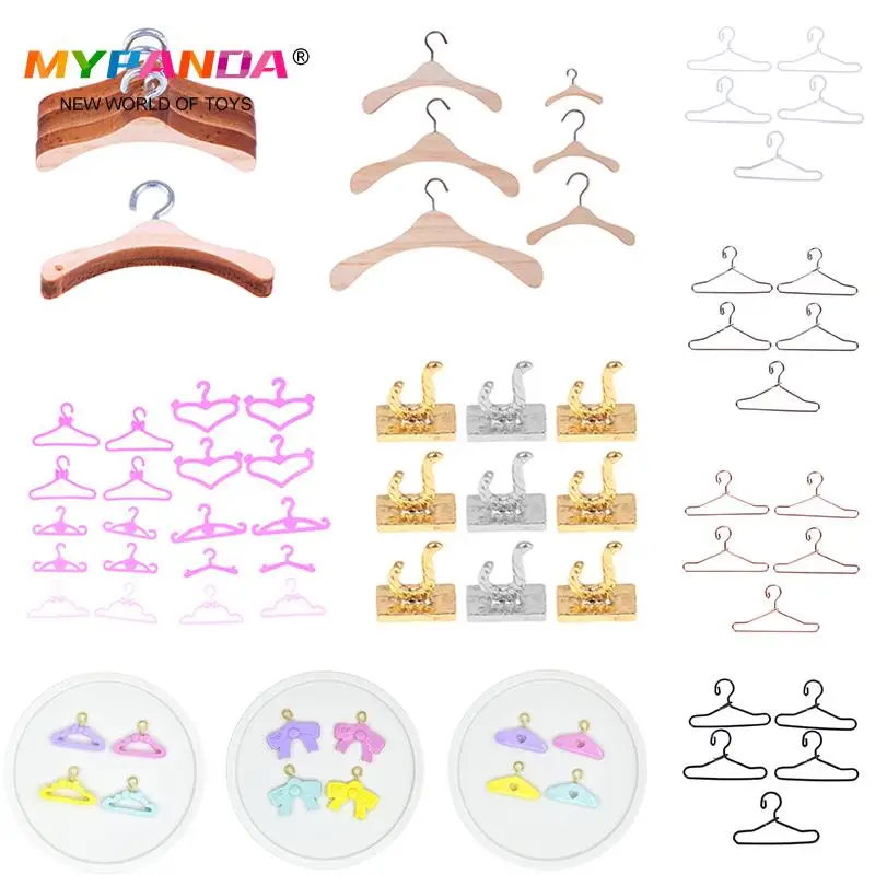 Cute Mini Mixed Plastic Hangers Dolls Accessories for  Doll Wardrobe Dress Clothes Dollhouse Toy