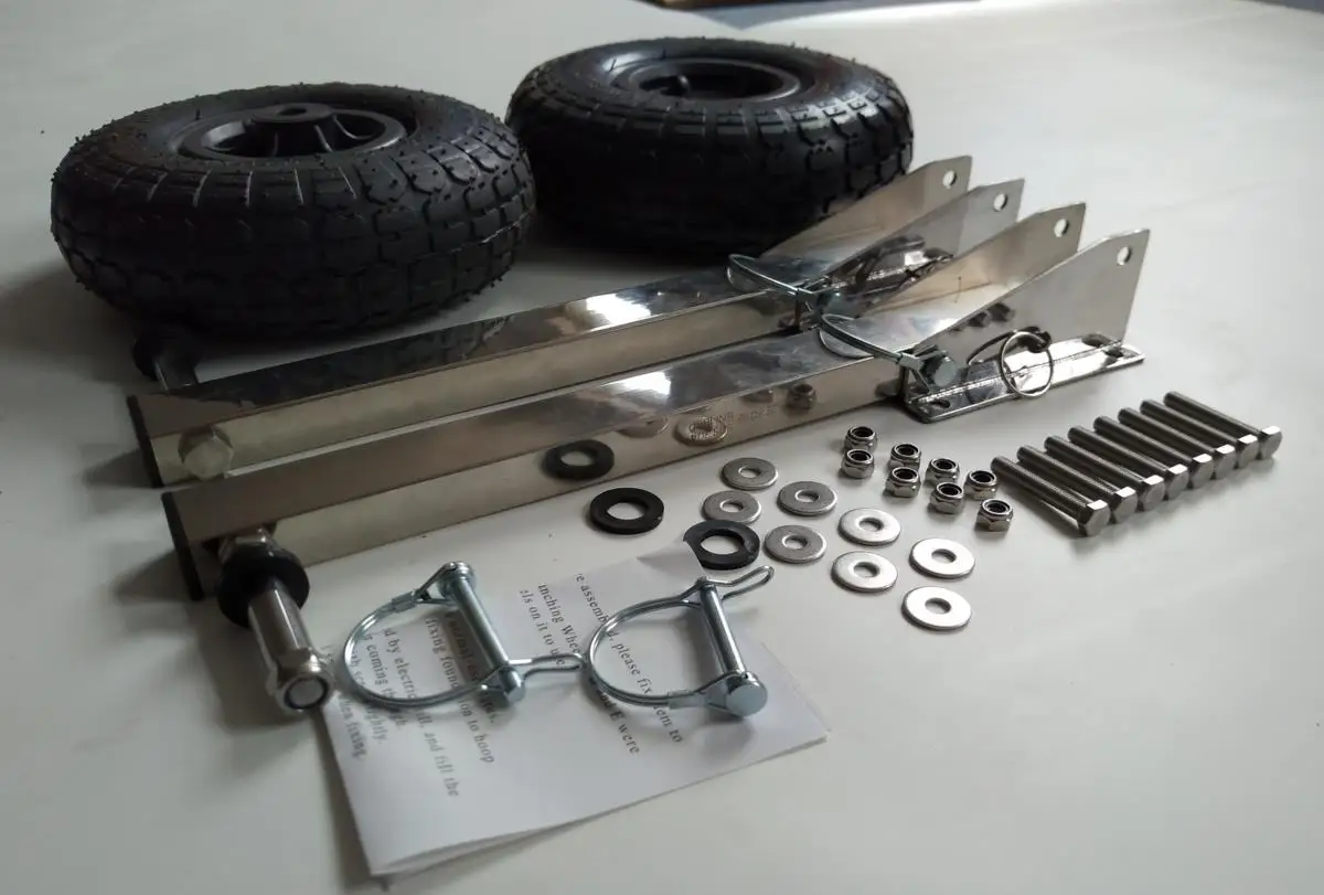 Più Nuovo in Acciaio Inox Ruota di Poppa Lancio per Gommone Kayak Gommone Yacht Zattera Trolley Kayak Accessori