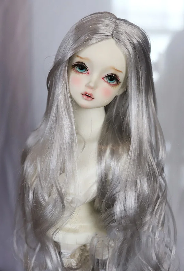 BJD puppe perücke geeignet für 1-3 1-4 1-6 größe nachahmung seepferdchen haar grau silber welle lange haare puppe zubehör